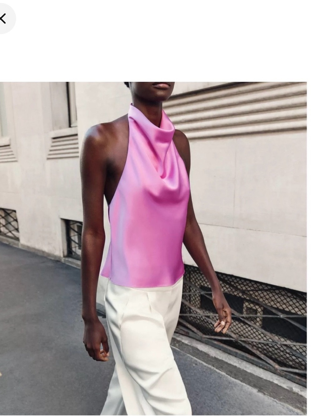 Zara Pink Satin Halter Cowl Top